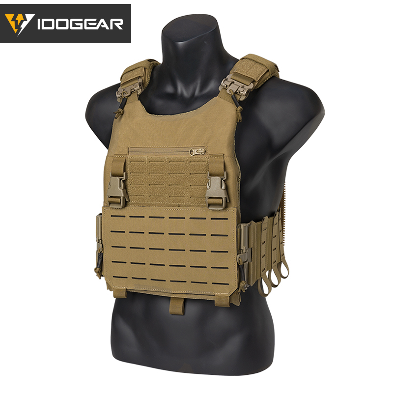 IDOGEAR LSR 500D Tactical Vest Training With Elastic Sides Combat Vest Quick Release Laser Cut Military Plate Carrier 3318-IDOGEAR INDUSTRIAL