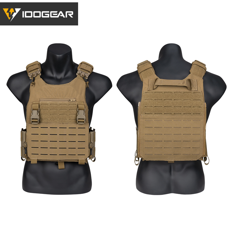 IDOGEAR LSR 500D Tactical Vest Training With Elastic Sides Combat Vest Quick Release Laser Cut Military Plate Carrier 3318-IDOGEAR INDUSTRIAL