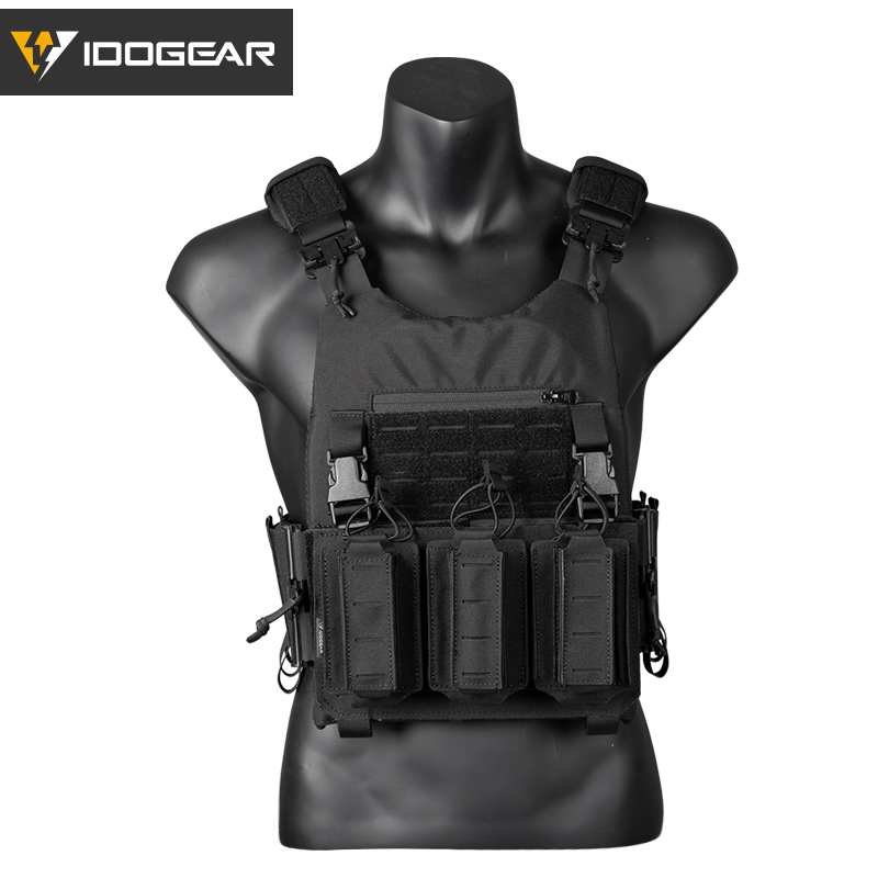 IDOGEAR LSR Tactical Plate Carrier with 9mm 556 Mag Pouch MOLLE Tactical Vest Quick Release Buckle Laser Cut Military Combat Vest Set-IDOGEAR INDUSTRIAL