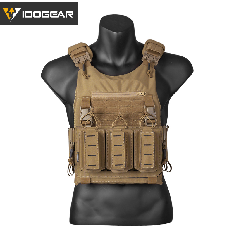 IDOGEAR LSR Tactical Plate Carrier with 9mm 556 Mag Pouch MOLLE Tactical Vest Quick Release Buckle Laser Cut Military Combat Vest Set-IDOGEAR INDUSTRIAL