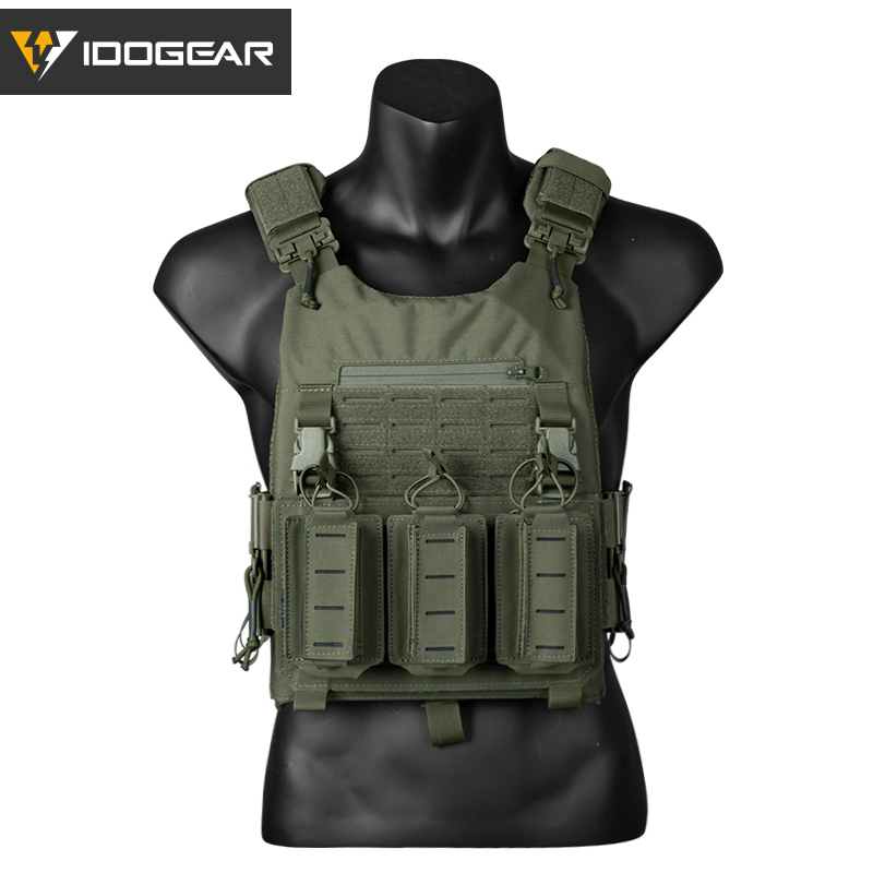 IDOGEAR LSR Tactical Plate Carrier with 9mm 556 Mag Pouch MOLLE Tactical Vest Quick Release Buckle Laser Cut Military Combat Vest Set-IDOGEAR INDUSTRIAL