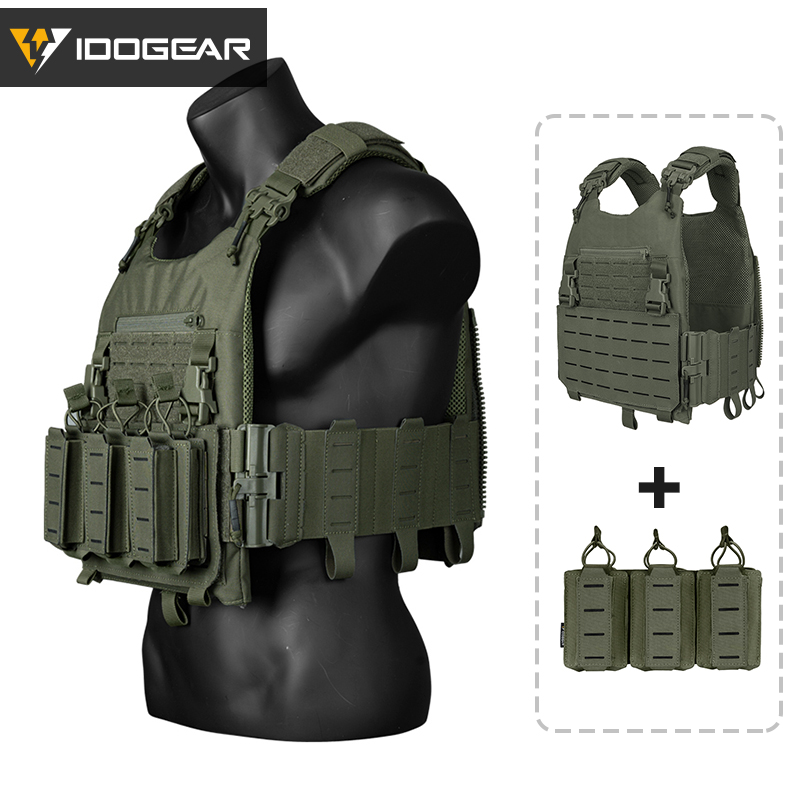 IDOGEAR Tactical FCSK 3.0EX Plate Carrier MOLLE Vest With inner Plates with  KGR Chest Rig Shoulder Pads