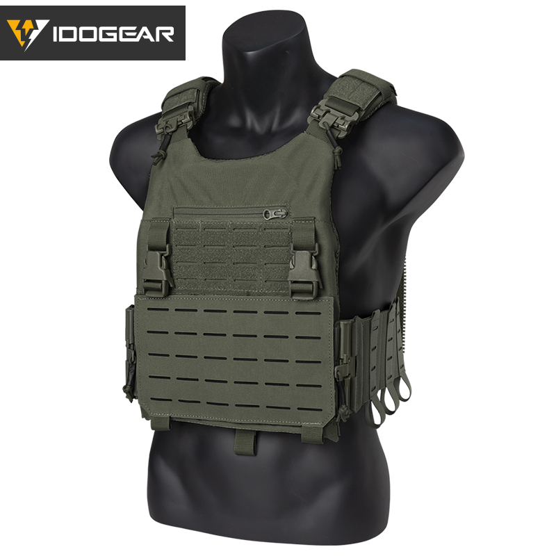 IDOGEAR LSR 500D Tactical Vest Training With Elastic Sides Combat Vest Quick Release Laser Cut Military Plate Carrier 3318-IDOGEAR INDUSTRIAL