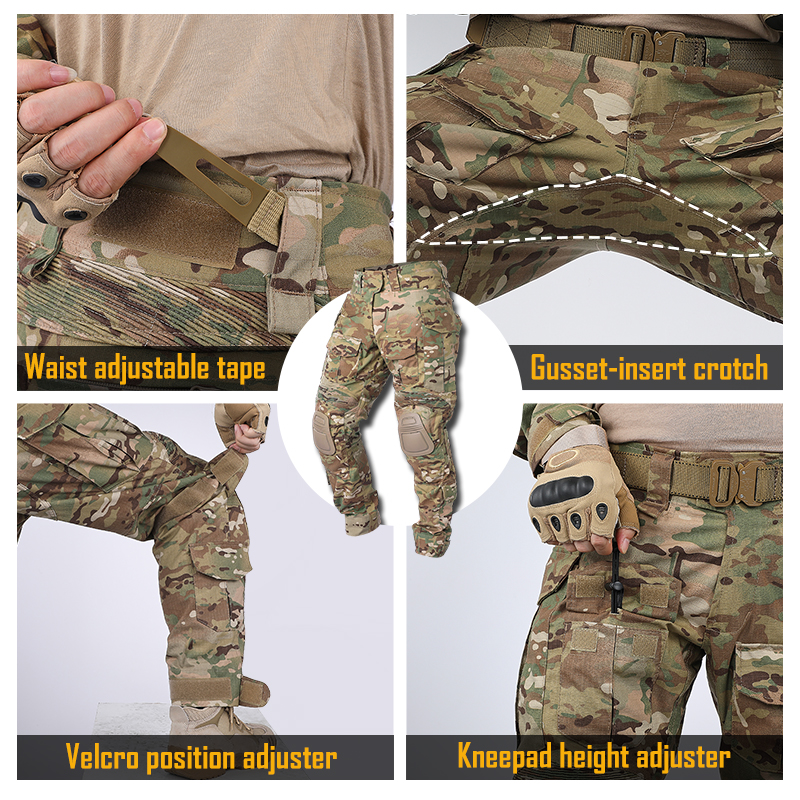 IDOGEAR G3 Combat broek met kniebeschermers Tactische Multi-camo broek voor heren, Ranger groen, L