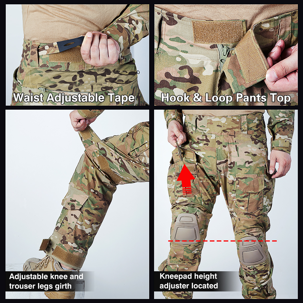IDOGEAR G3 Combat Pants with Knee Pads Multicam Men Pants For Hunting,  Paintball Camo Trousers 3205