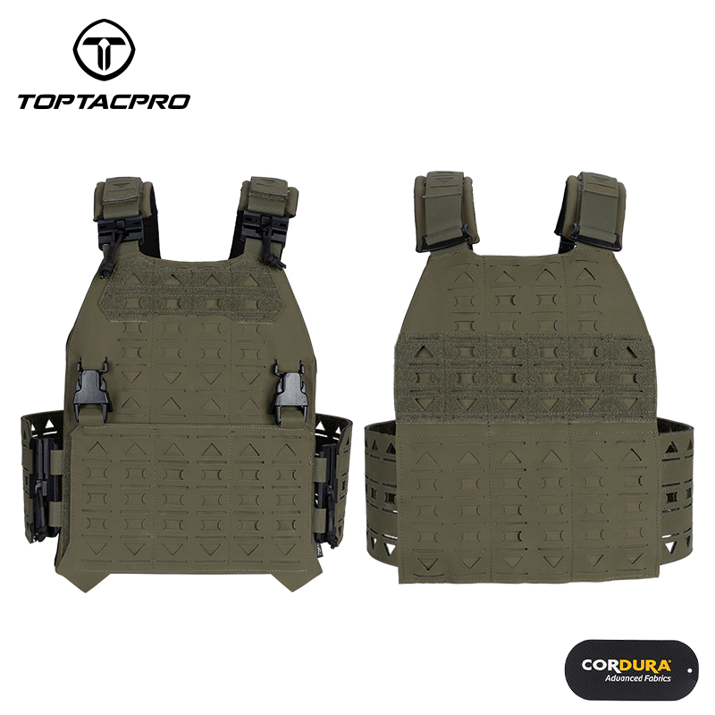 TOPTACPRO Tactical Plate Carrier with 556 Triple Magazine Pouch MOLLE Tactical JKC Vest Military Camouflage Vest Set-IDOGEAR INDUSTRIAL