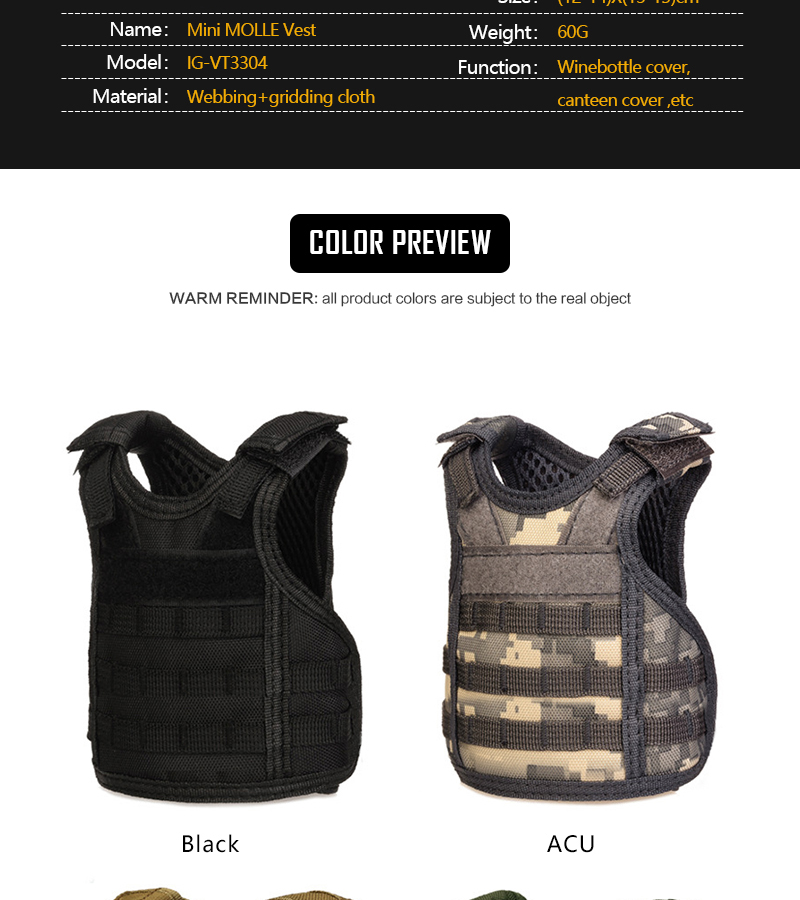 Idogear Tactical Premium Beer Molle Mini Miniature Hunting Vests 