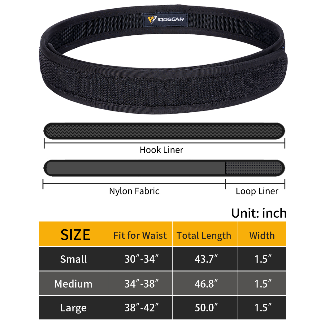 IDOGEAR Hook Liner Inner Belt 1.5" Width for Tactical Duty Belt Gun Belts for Men  3426-IDOGEAR INDUSTRIAL
