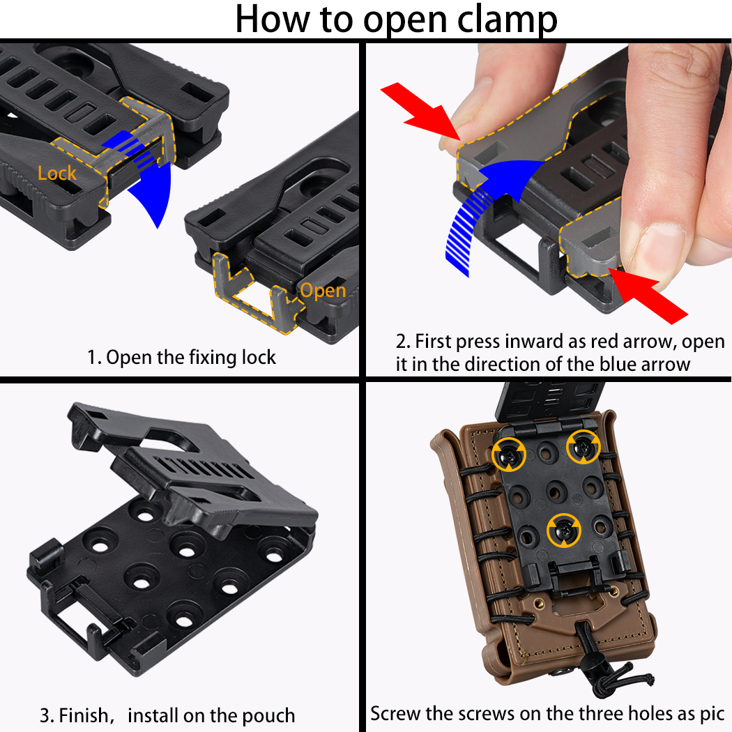IDOGEAR Mag Pouch Belt Clip Attachment for Rubber/Plastic 5.56 Magazine Pouch Tactical Belt Accessories with Screws Sets 1215-IDOGEAR INDUSTRIAL