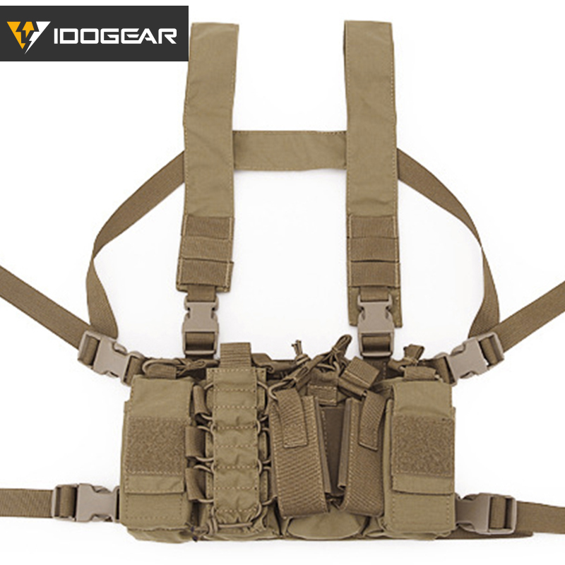 IDOGEAR Tactical Chest Rig D3CR Plate Carrier Vest Cordura Airsoft Military Tactical Molle Magazine Pouch Chest Rig 3307-IDOGEAR INDUSTRIAL