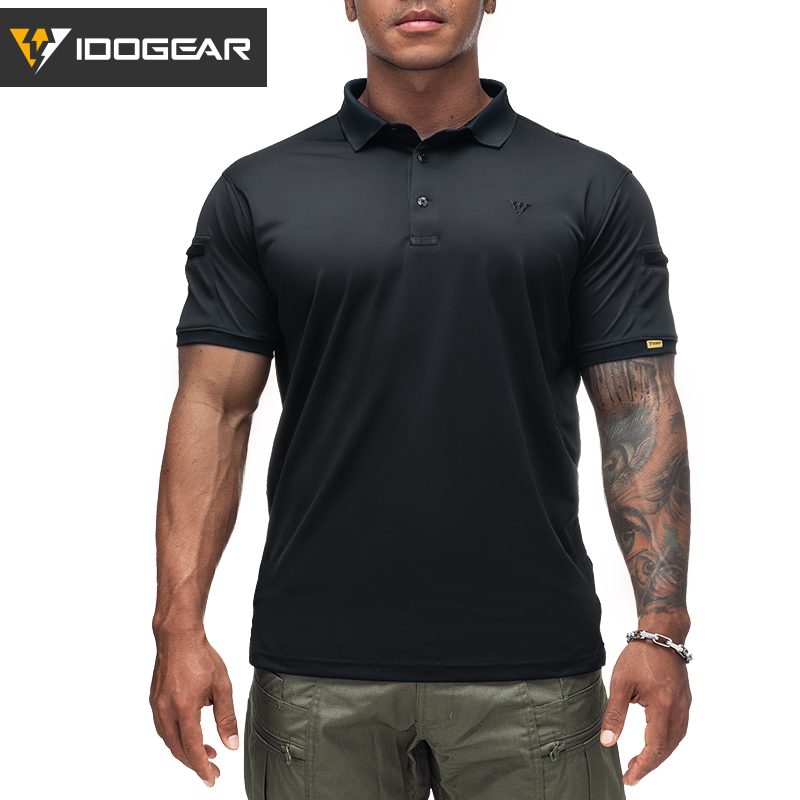 IDOGEAR Men's Tactical T-Shirt Short Sleeve Polo Shirt Quick Dry Plain Polo Shirt Breathable Lapel Neck Top 3113-IDOGEAR INDUSTRIAL