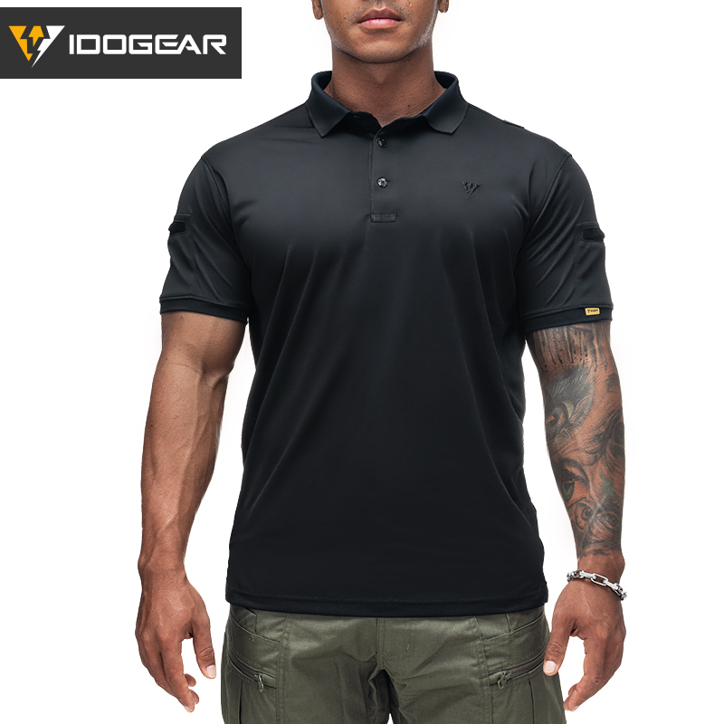 IDOGEAR Men's Tactical T-Shirt Short Sleeve Polo Shirt Quick Dry Plain Polo Shirt Breathable Lapel Neck Top 3113-IDOGEAR INDUSTRIAL