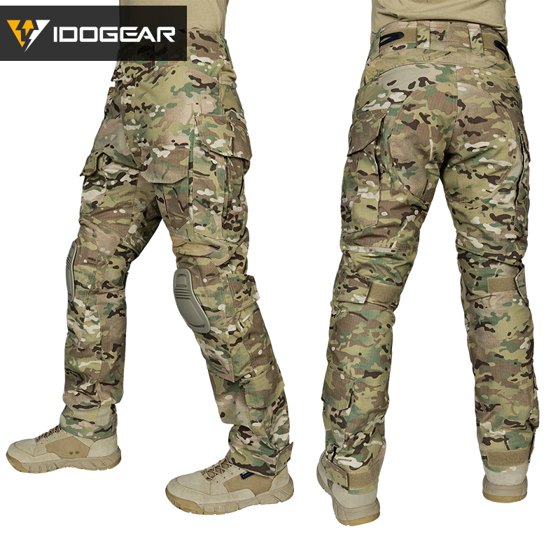 IDOGEAR G3 Combat Pants Multicam Trousers with Knee Pads for Men