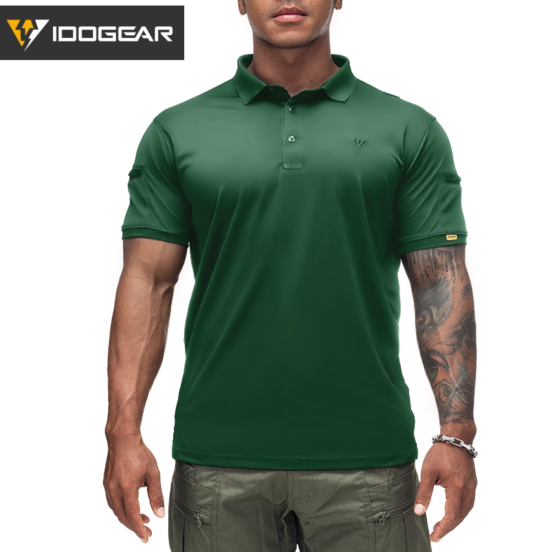 IDOGEAR Men's Tactical T-Shirt Short Sleeve Polo Shirt Quick Dry Plain Polo Shirt Breathable Lapel Neck Top 3113-IDOGEAR INDUSTRIAL