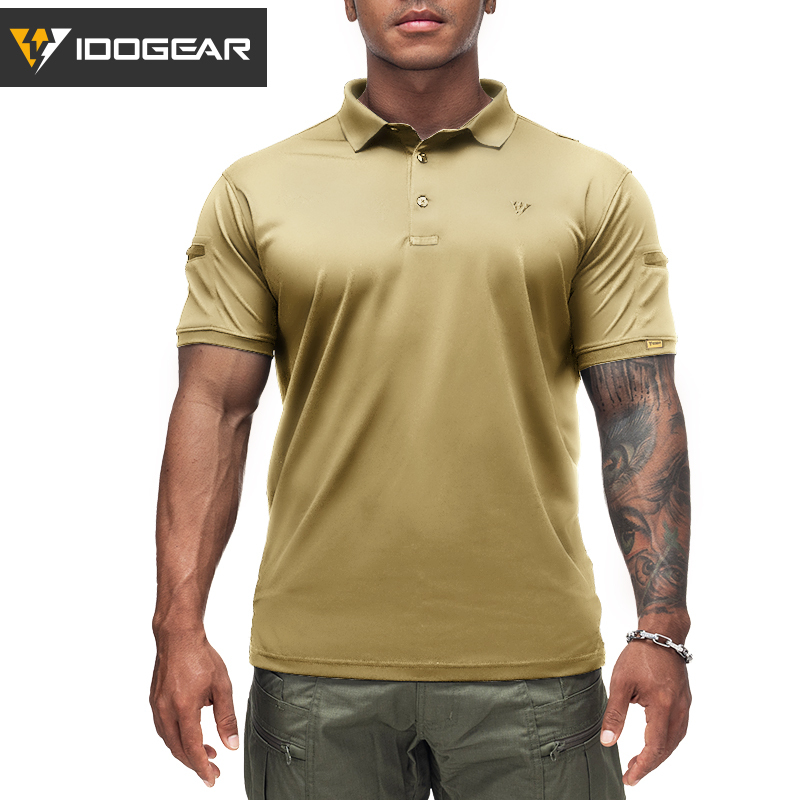 IDOGEAR Men's Tactical T-Shirt Short Sleeve Polo Shirt Quick Dry Plain Polo Shirt Breathable Lapel Neck Top 3113-IDOGEAR INDUSTRIAL