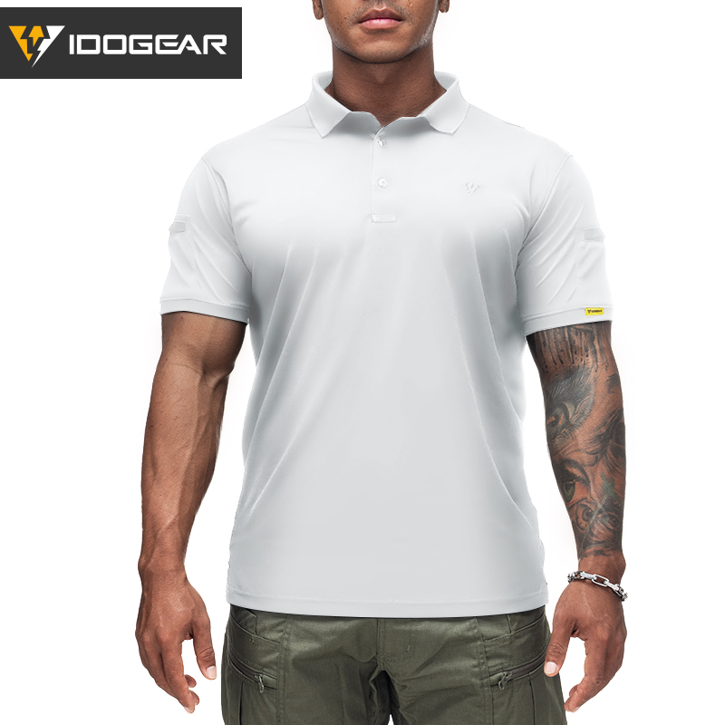 IDOGEAR Men's Tactical T-Shirt Short Sleeve Polo Shirt Quick Dry Plain Polo Shirt Breathable Lapel Neck Top 3113-IDOGEAR INDUSTRIAL