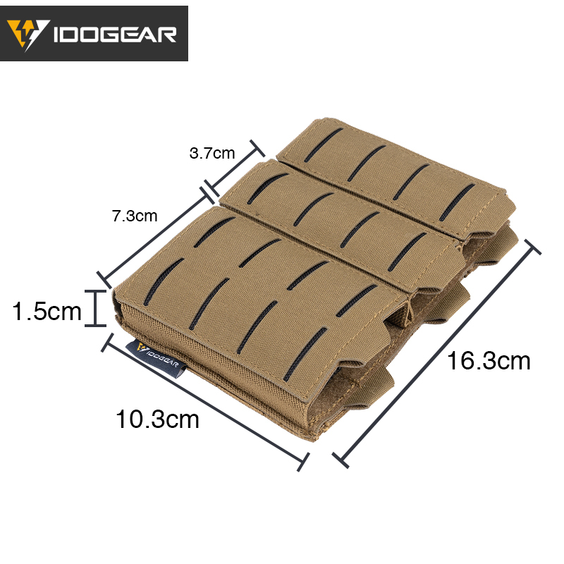 IDOGEAR Tactical Triple Mag Pouch Mag Carrier 9mm 5.56 Molle Pouch Laser Cut Design 3586-IDOGEAR INDUSTRIAL