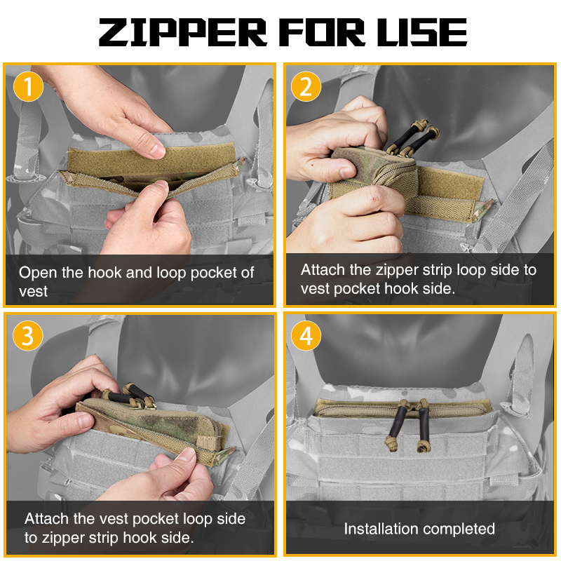 IDOGEAR Zipper Strip Insert for Vest Tactical AVS CPC JPC2.0 Hook and Loop Pocket Accessories Double Zippers 5.9 Inches Length 2 Pack 3943-IDOGEAR INDUSTRIAL