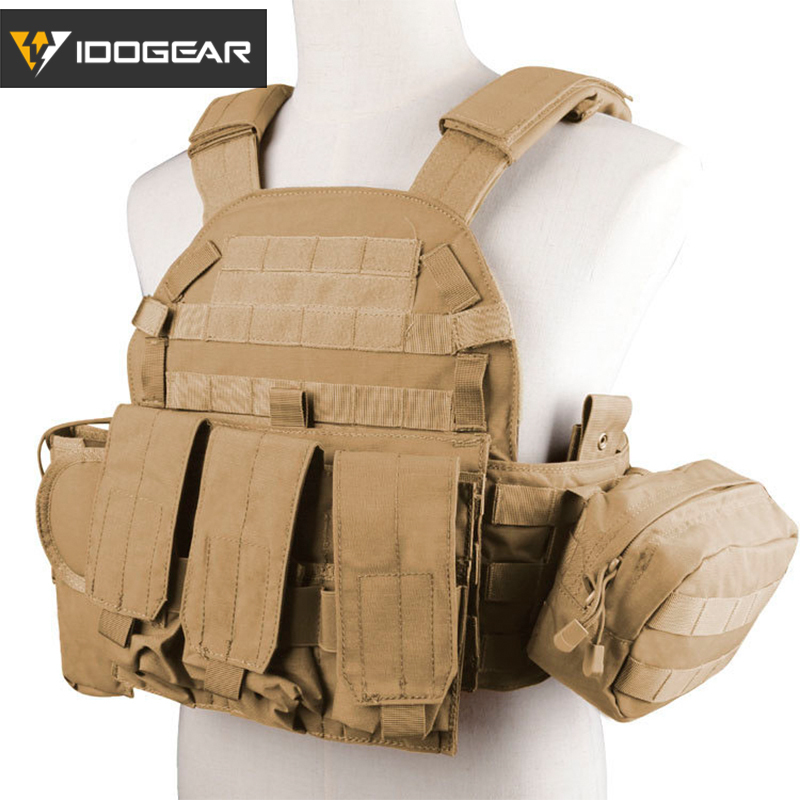 IDOGEAR Tactical Vest Airsoft Plate Carrier with Removable Pouch VT3314-IDOGEAR INDUSTRIAL
