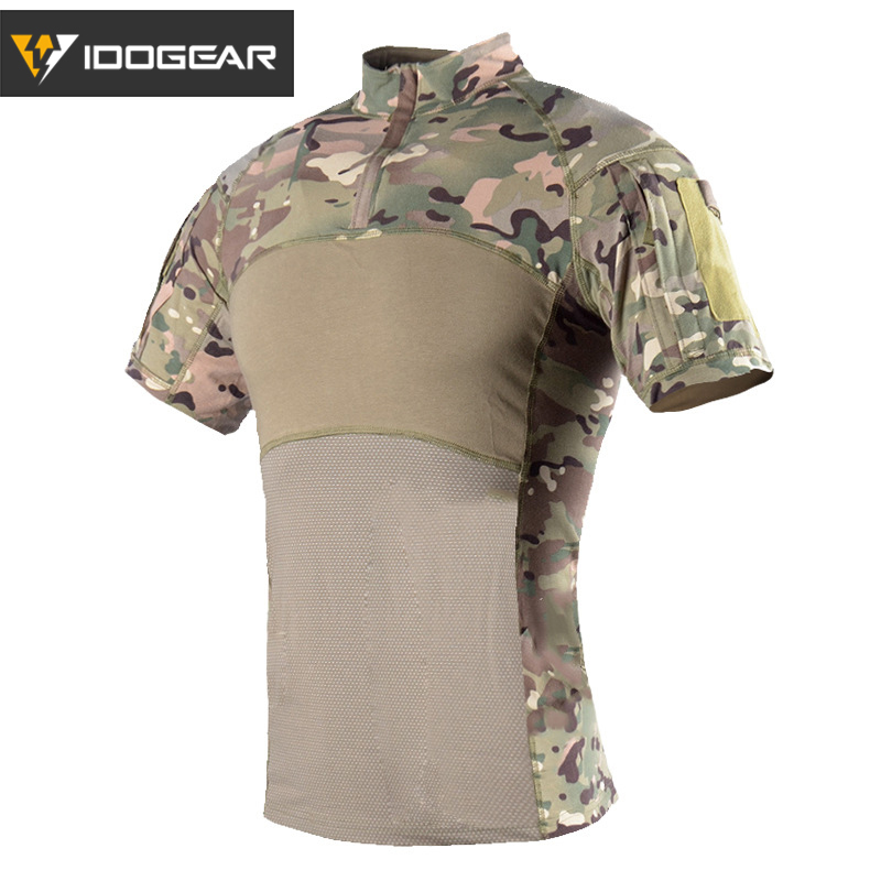 IDOGEAR Tactical Shirt Short Sleeve Top Camo Airsoft Outdoor Black MultiCam Military Combat T-Shirt Summer 3104-IDOGEAR INDUSTRIAL
