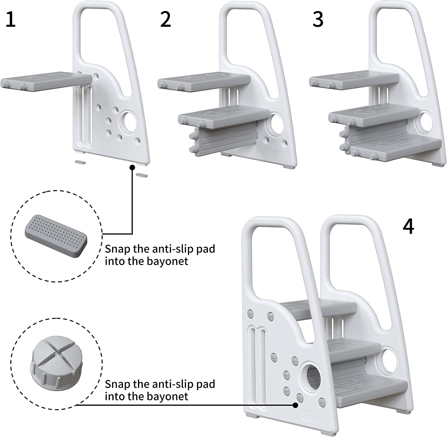 Gupamiga Toddler Step Stool for Kids，Toddler Step Ladder for Step Stool for Bathroom, Kitchen and Toilet Potty Training Learning Helper with Handles (Three Floors)