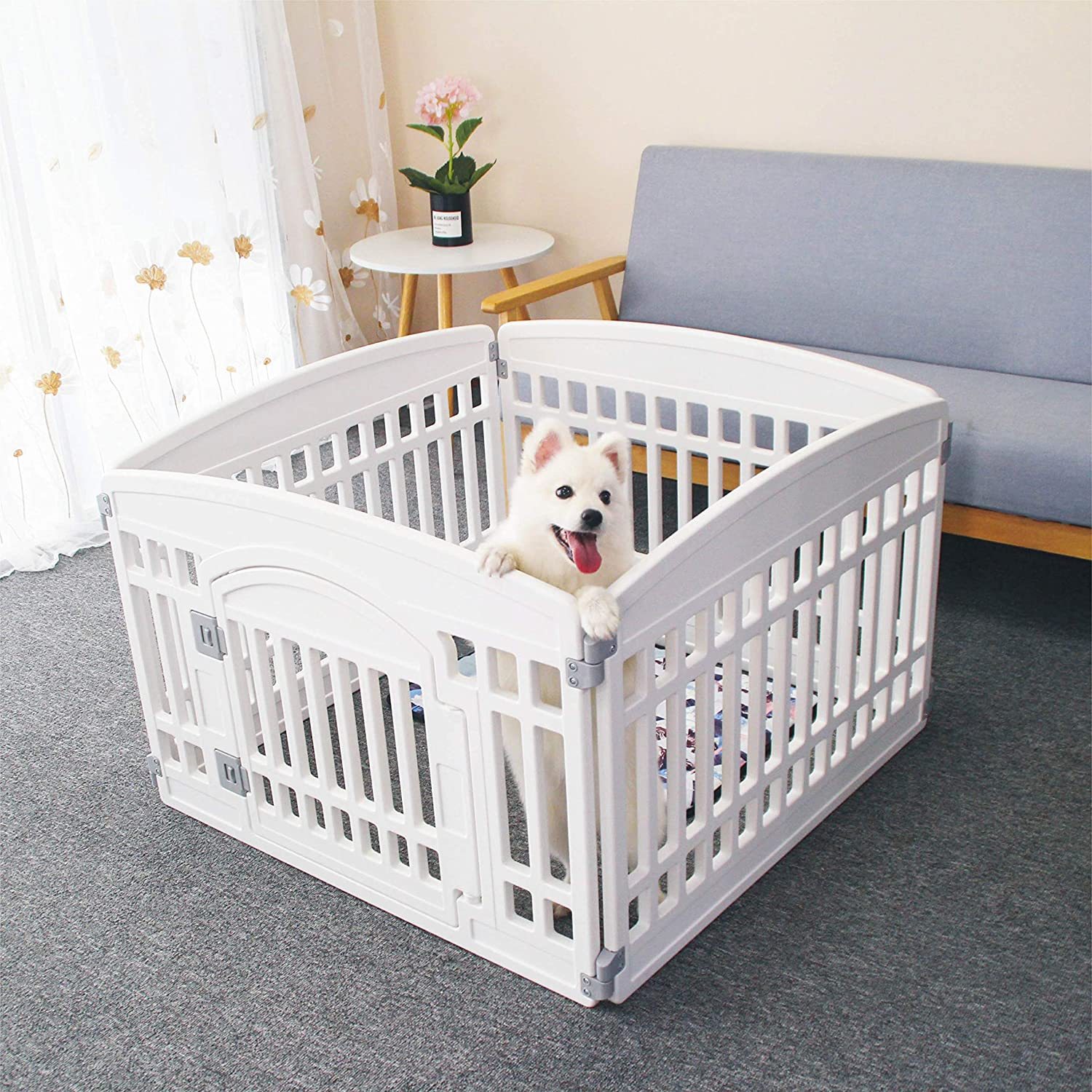 Gupamiga Pet Playpen Foldable Gate for Dogs Heavy Plastic Puppy Exerci