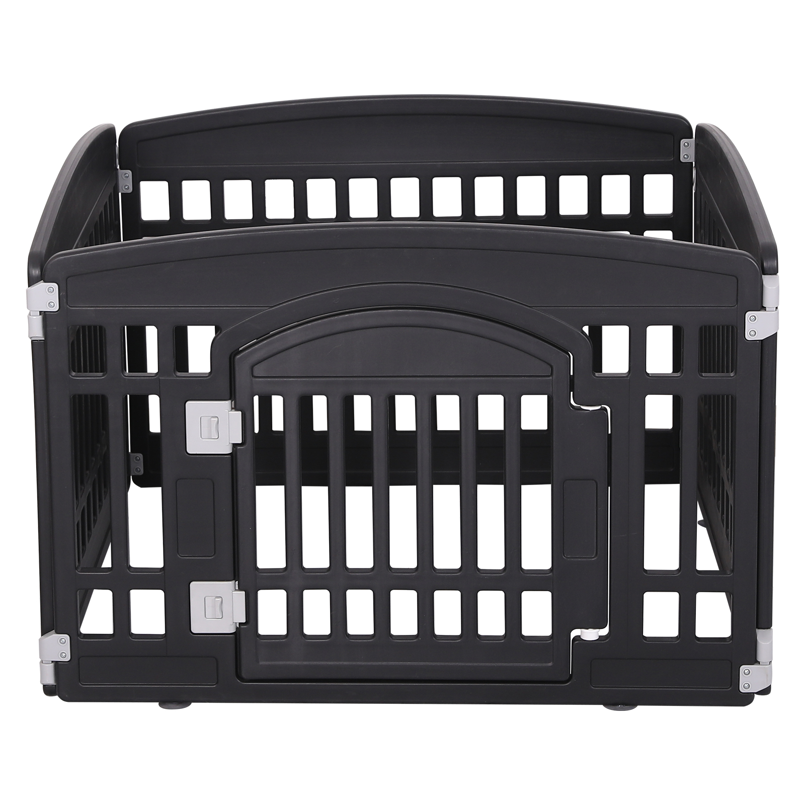 Gupamiga Pet Playpen Foldable Gate for Dogs Heavy Plastic Puppy Exercise Pen with Door Portable Indoor Outdoor Small Pets Fence Puppies Folding Cage 4 Panels Medium Animals House Supplies (33.5x33.5 inches)