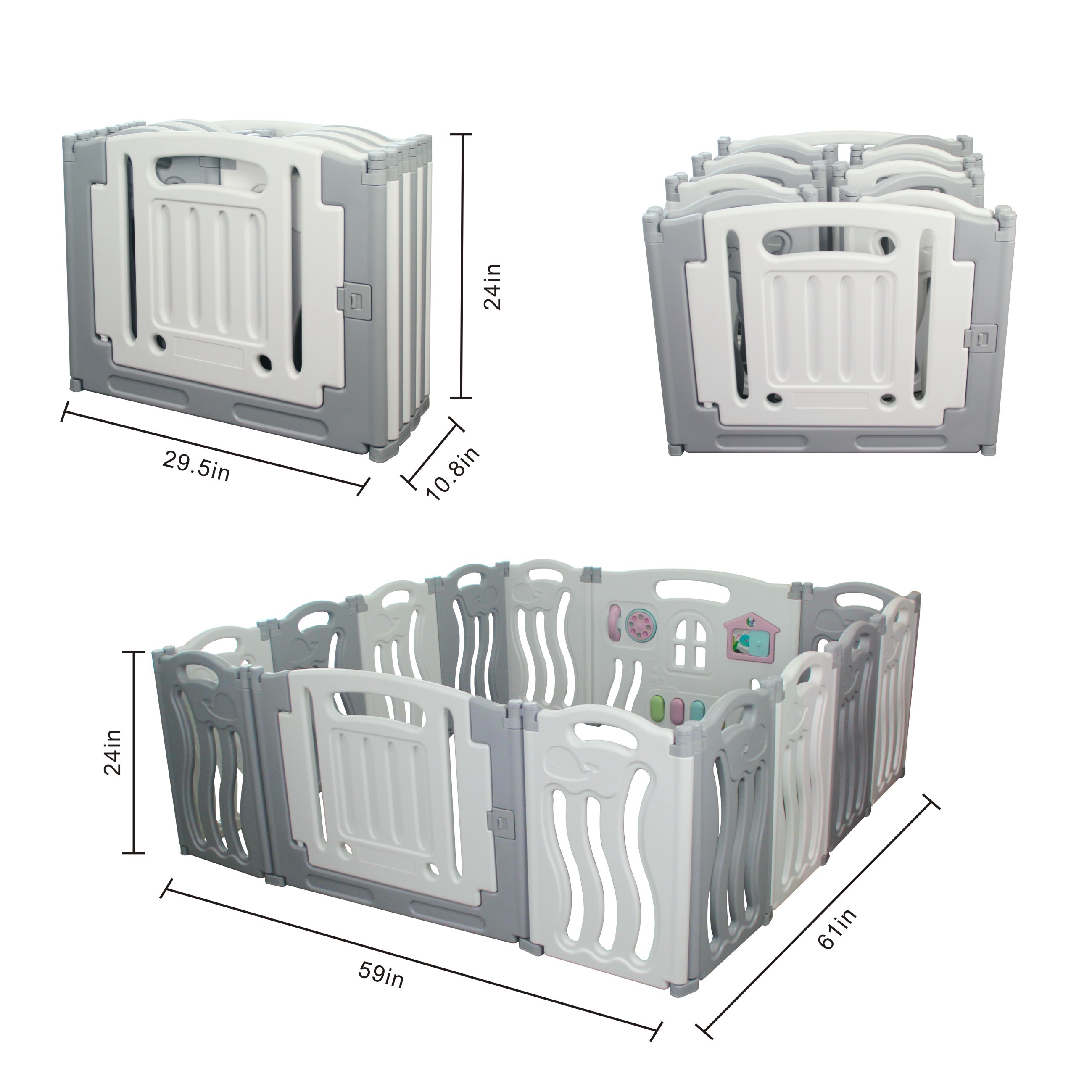 Gupamiga Foldable Baby playpen Baby Folding Play Pen Kids Activity Cen