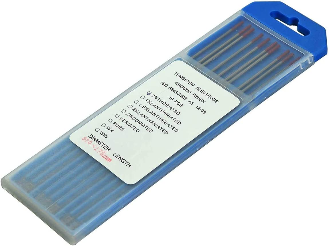 RIVERWELD 2% Thoriato Elettrodo di tungsteno per saldatura TIG WT20 punte rosse 1,6mm x 150mm 10pcs