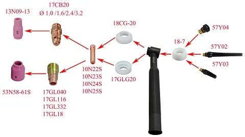 TIG Collet Body Consumables Accessorie Assorted Size Fit QQ300 PTA DB SR WP 17 18 26 TIG Welding Torch (Assorted Size 33pcs)