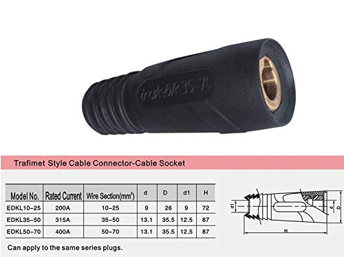 Welding Cable Joint Quick Connector Pair DINSE-Style 100Amp-200Amp (#6-#4) 16-25 SQ-MM 2-Set