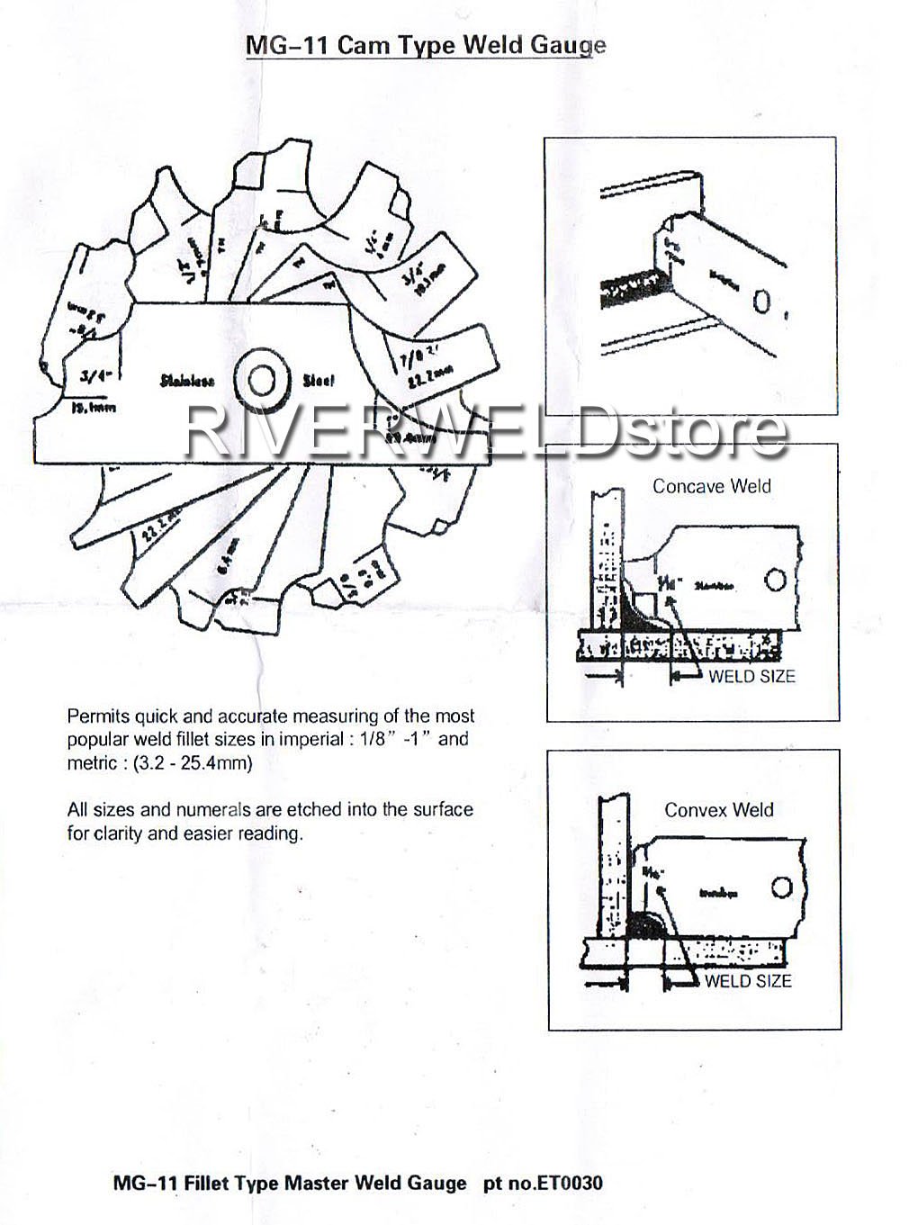 7piece Fillet Weld Set Gage RL Gauge Welding Inspection Test Ulnar Metric