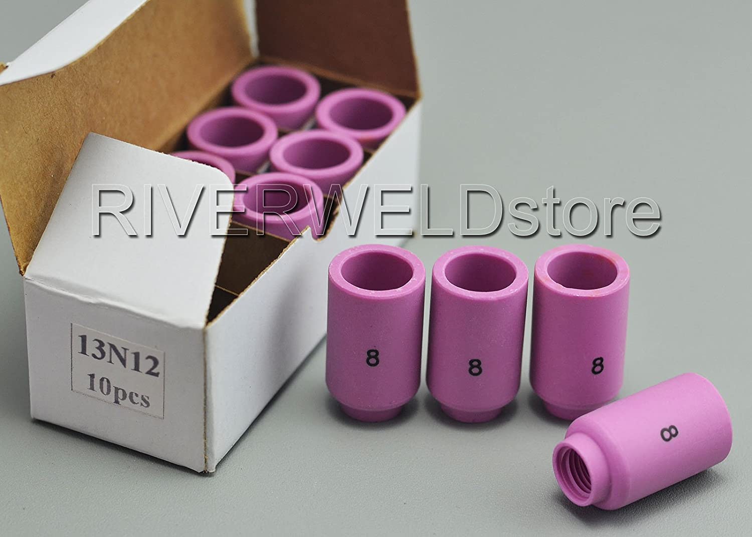 RIVERWELD 13N12#8 1/2" Orifice TIG Alumina Nozzle Ceramic Cups Fit PTA SR DB WP 9 20 25 TIG Welding Torch Accessories 10pk