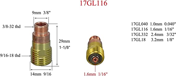 TIG Stubby Gas Lens 1.0mm 1.6mm 2.4mm 3.2mm Kit For SR WP 17 18 26 Series TIG Welding Torches 4pcs