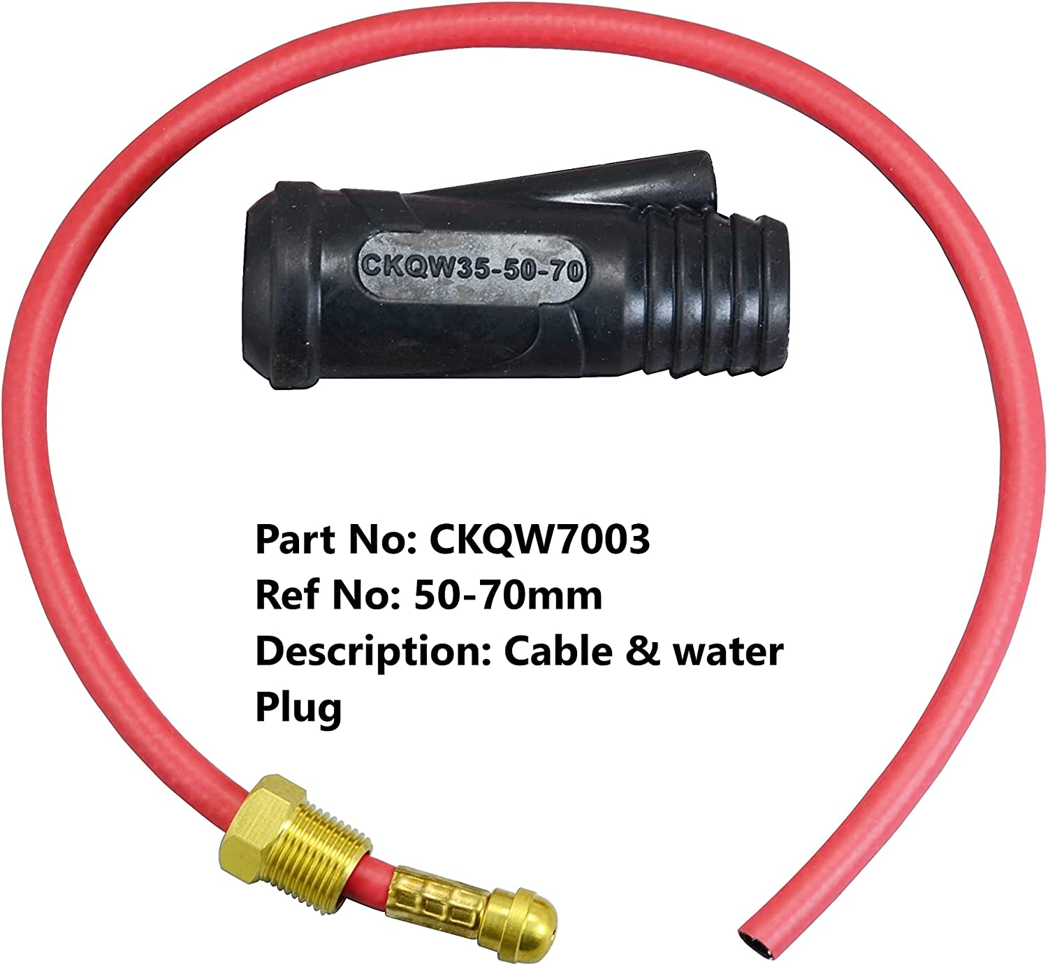 Cable & Water Plug & Connector 5070mm Fit TIG Welding Torch Water Coo