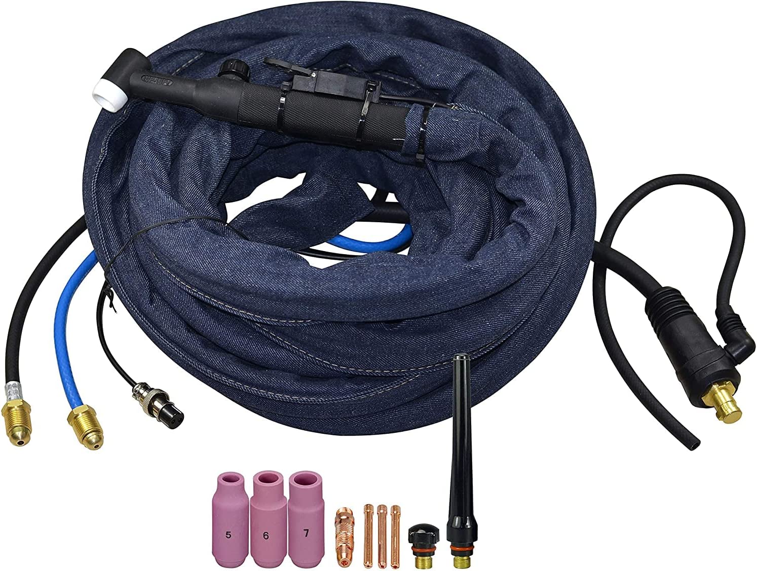 WP-18FV-25 WP18FV TIG Welding Torch Complete With Flexible & Gas Valve Head Water Cooled 350Amp 25Feet 7.6M 
