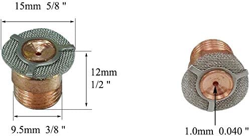 Long Glass Cup #10 (13/16″x 2″x 9/16″) Tungsten Apdapter Gas Saver Wedge Collet Orifice (0.040" &1.0mm) Assorted Size Kit for WP SR 17 18 26 TIG Welding Torch 5pcs
