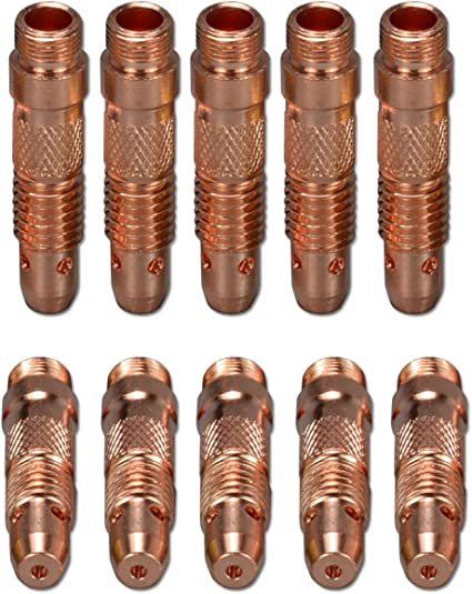 TIG Collet Bodis Assorted Size Kit 10N30 (1.0mm x 47mm) 10N31 (1.6mm x 47mm) 10N32 (2.4mm x 47mm) 10N28 (3.2mm x 47mm)406488 5/32" Orifice Fit SR DB PTA WP 17 18 26 TIG Welding Torch 10pk