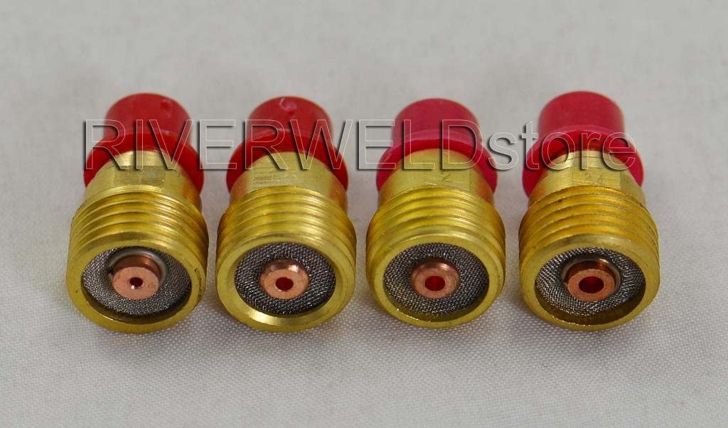TIG Gas Lens Collet Body Kit 45V42 (0.040?? & 1.0mm) 45V43 (1/16?? & 1.6mm) 45V44 (3/32?? & 2.4mm) 45V45 (1/8?? & 3.2mm) For DB PTA SR WP 9 20 25 24 TIG Welding Torch 4pcs
