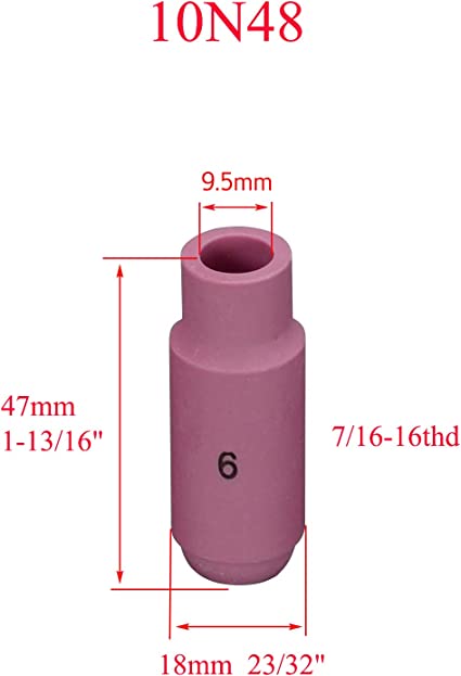 0PK TIG Alumina Nozzles Shield Cup 10N50 4# 10N49 5# 10N48 6# 10N47 7# 10N46 8# Optional Fit DB PTA SR WP 17 18 26 TIG Welding Torch Accessories (10N48 6# 10PK)