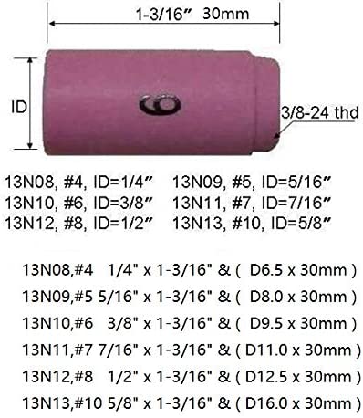 TIG Collet Bodies Ceramic Alumina Nozzles Back Cap Fit SR PDA DB WP 9 20 25 TIG Welding Torch 12pcs