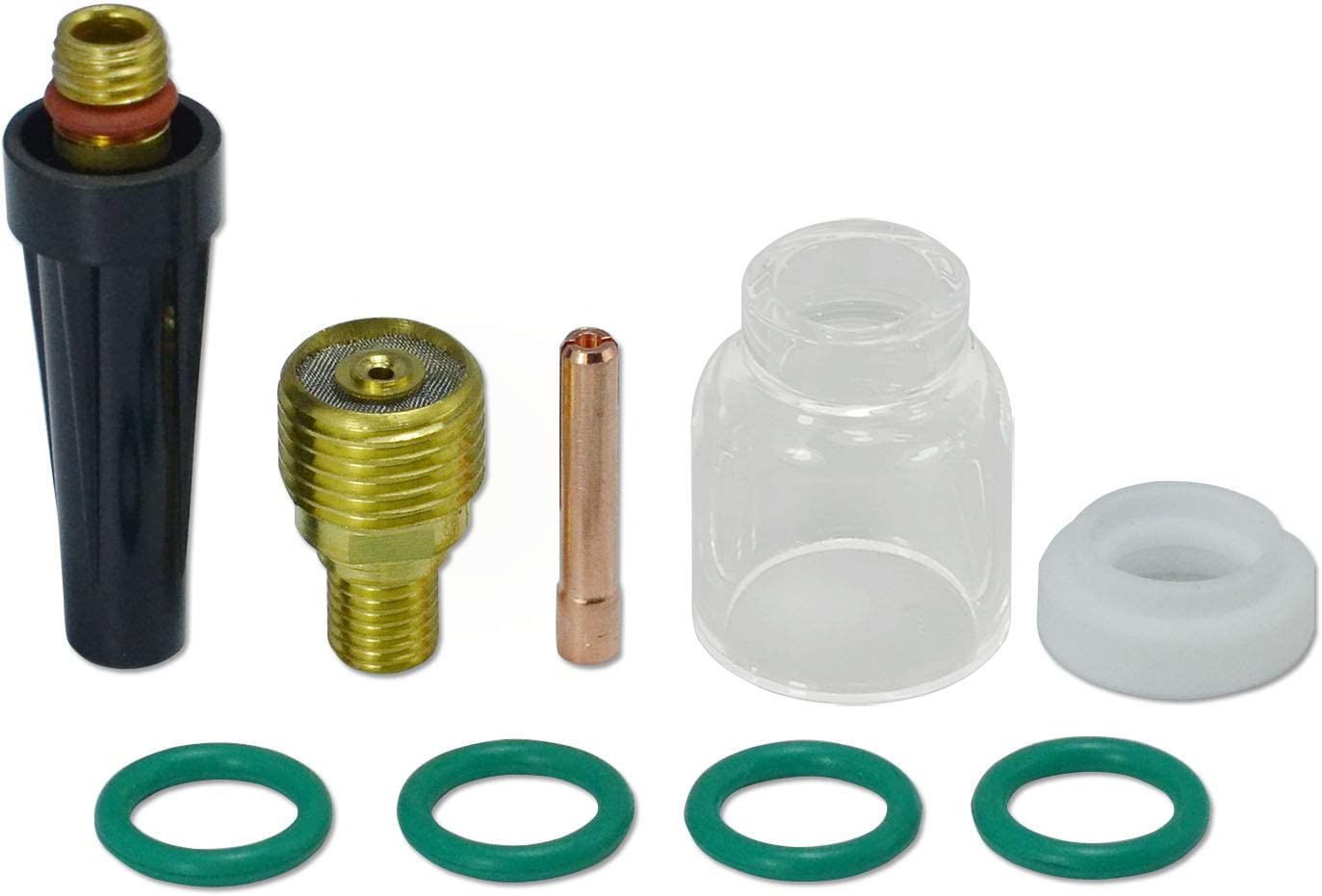 TIG Gas Lens Collet Body 45V43 (1/16?? & 1.6mm) 13N22 & Glass Cup #6 3/8" Gas lens insulator 598882 Medium Back Cup 41V35 Assorted Kit Fit DB SR WP 9 20 25 TIG Welding Torch 9pcs