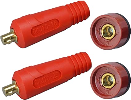 TIG Welding Cable Panel Connector Socket Set DKJ10-25 & DKZ10-25 Quick Fitting with Red Color 4pcs