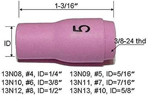 RIVERWELD 10pcs TIG Alumina Nozzle Shield Cup Assorted Size Kit 13N08 13N09 13N10 13N11 13N12 13N13 Fit SR WP 9 20 24 25 TIG Welding Torch