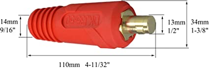 RIVERWELD TIG Welding Cable Panel Connector Plug Quick Fitting DKJ35-50 315A with Red Color 2pk