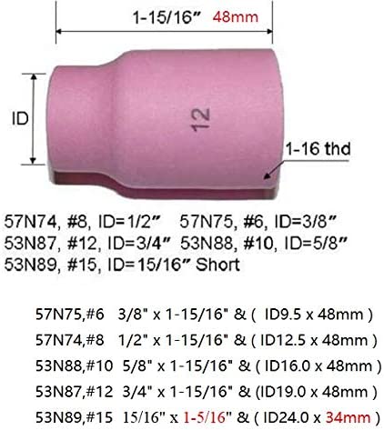 RIVERWELD 53N87 12# 3/4" Orifice Large TIG Gas Lens Alumina Nozzle Ceramic Cups Fit SR DB WP 9 17 20 18 26 TIG Welding Torch 5pk