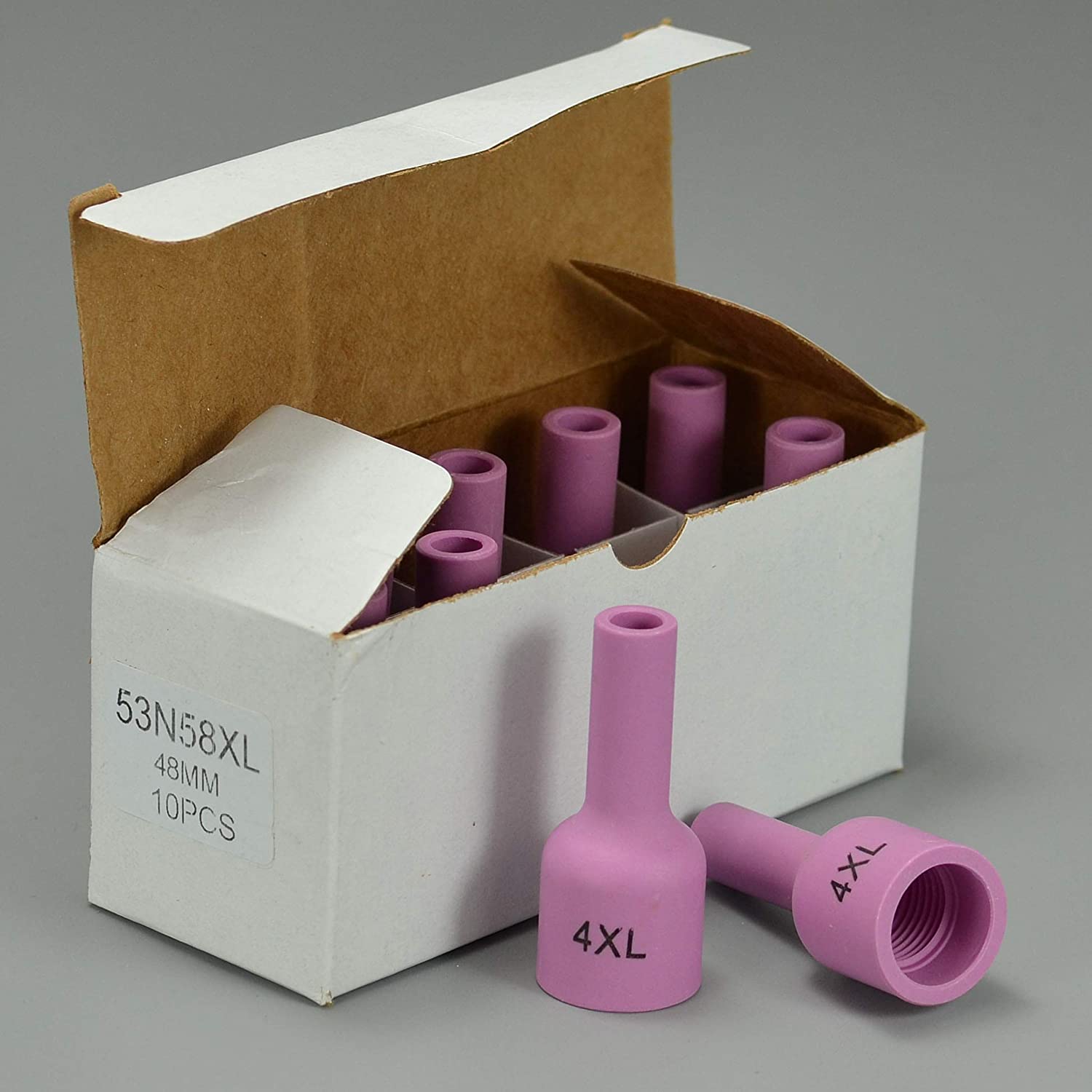 TIG Gas Lens Aluminia Nozzle Ceramic Cup Extra Long 53N58XL (#4XL 1/4" Orifice) for SR WP 9 20 25 TIG Welding Torch 10pk