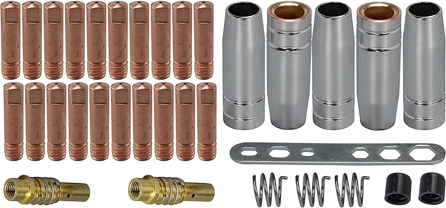 RIVERWELD MB15 15AK Contact Tip .03'' 0.8mm M6 & Tips Holder Diffuser & Shield cup & For MIG Welding Torch 33pcs 