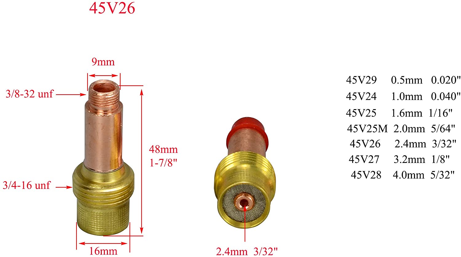 RIVERWELD TIG Gas Lens Collets Body Fit DB SR WP 17 18 26 TIG Welding Torch (Kit (0.040",1/16",3/32",1/8",5/32"))