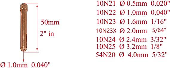 TIG Gas Lens 45V25 10N23 1/16" 45V26 10N24 3/32" 45V27 10N25 1/8” Ceramic Cup 54N14, 8 1/2" 54N15,#7 7/16";54N16,#6 3/8" Lanthanate​d Tungsten WL20 Sky Blue WP 17 18 26 TIG Welding Torch 51pcs